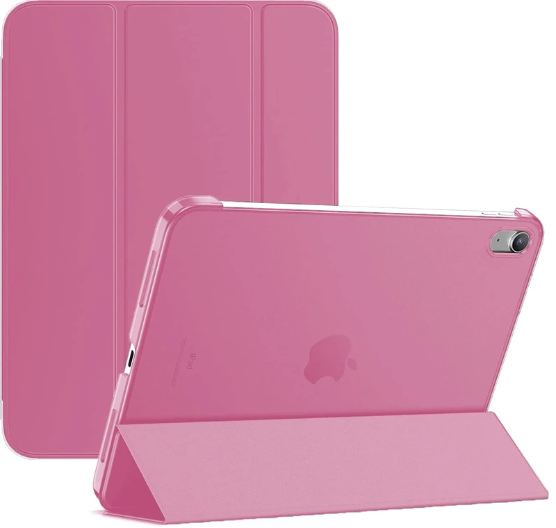 TechDealsUK Case for iPad (A16) 11th Generation 11 Inch 2025 / iPad 10th Generation 10.9 Inch 2022 - Slim Stand Cover with Hard Translucent Back - Supports Auto Wake/Sleep & Touch ID (Pink)