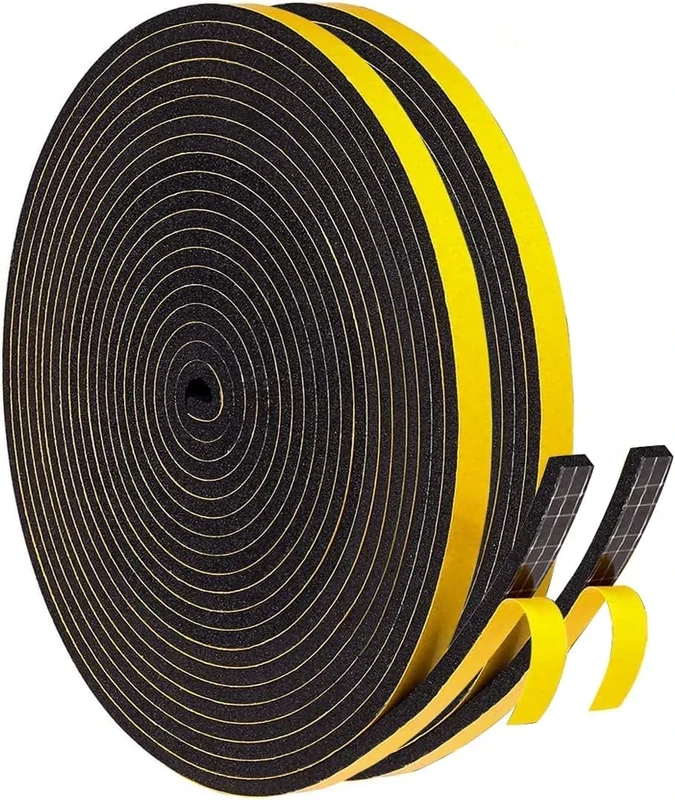 GUKOY 20m Black Draught Excluder Tape - 6mm x 3mm Self Adhesive Seal