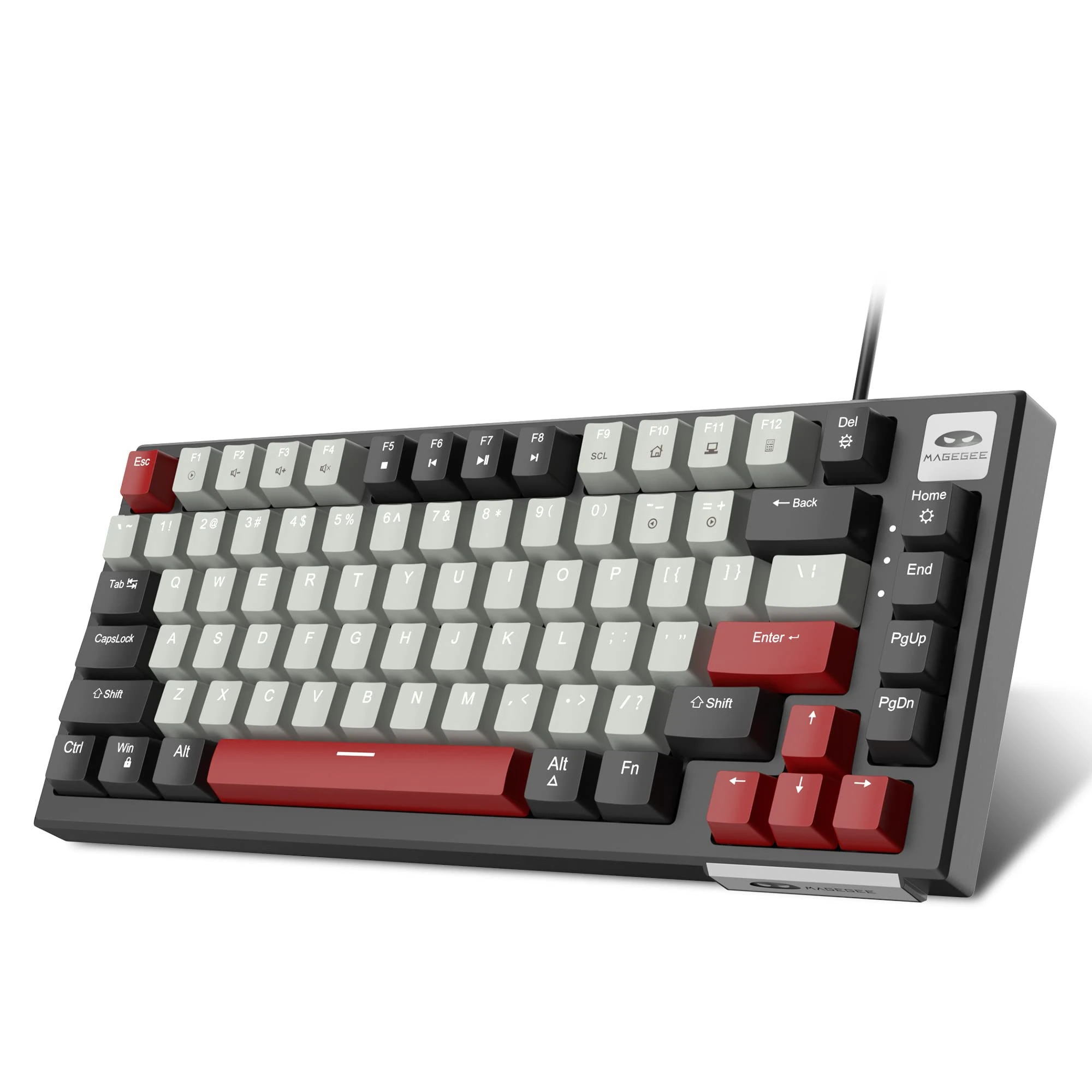 MageGee 81-Key Mechanical Gaming Keyboard, Hot-Swappable, Ice Blue Backlit, Red Switches, USB, Windows Mac PC (Black & Grey)