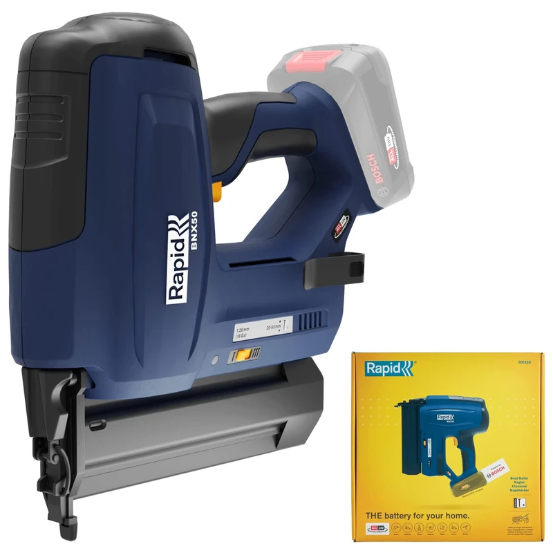 RAPID BNX50 18V Battery-Powered Brad Nailer – Cordless Nail Gun, Adjustable Depth-of-Drive, Single or Bump Fire Battery Not Included,Blue