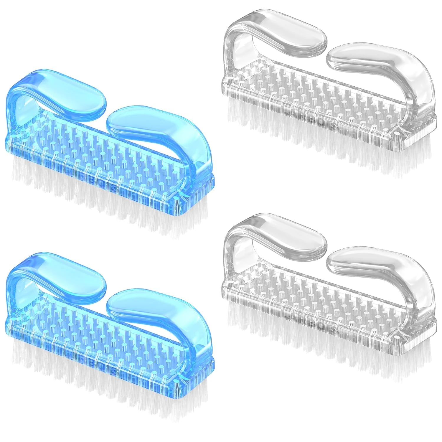 Larbois 4 Pcs Plastic Handle Scrubbing Brush - Eco Friendly Fingernail Brush with Soft Bristles for Hand, Toes, Nail, Home, Garden, Salon Use