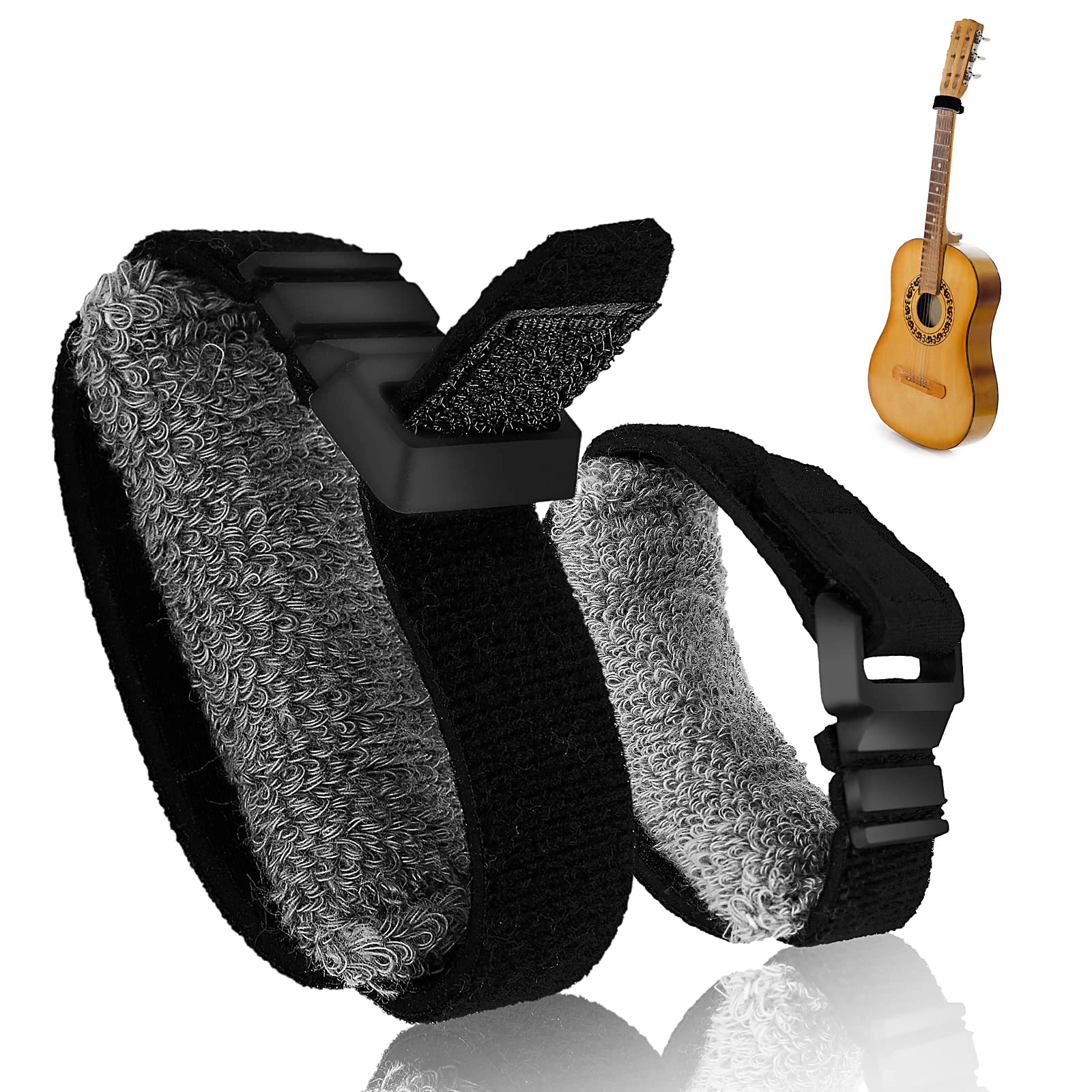 Thinp 2 Pieces Guitar String Mute Dampener, Guitar Wraps Guitar String Cover Tape, Adjustable Bass Mute Silencer, Fretboard Muting Straps, Musical Instrument Accessories