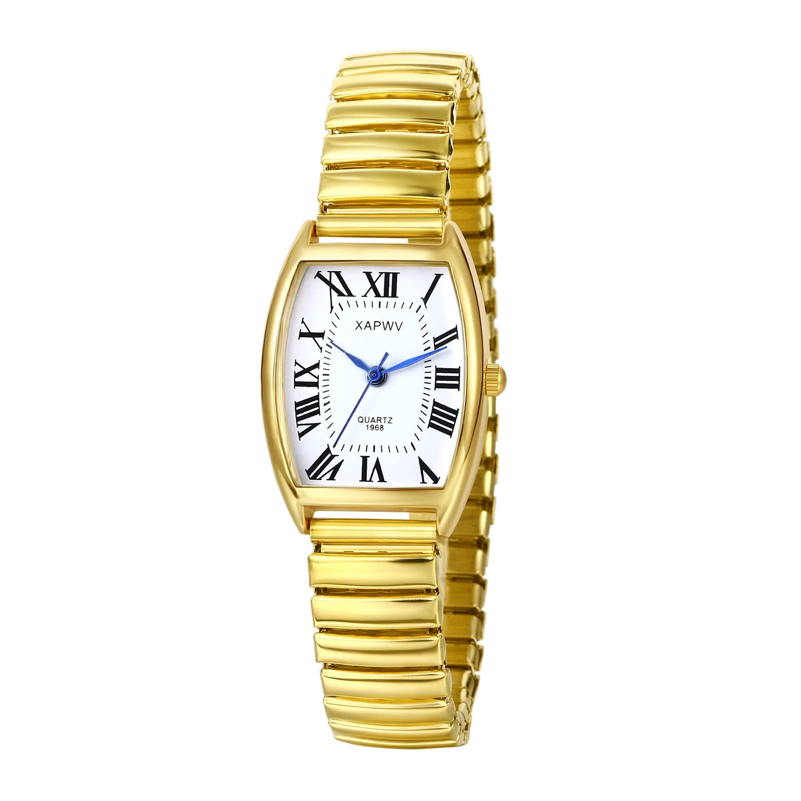 JewelryWe Women's Easy Reader Analog Watch Gold/Silver Plated Elastic Band Wristwatch, for Xmas