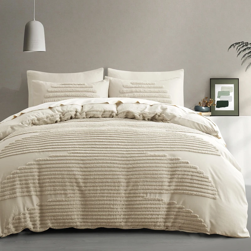BEDAZZLED Queen Size Duvet Cover, Beige, 5 Pieces, Microfiber