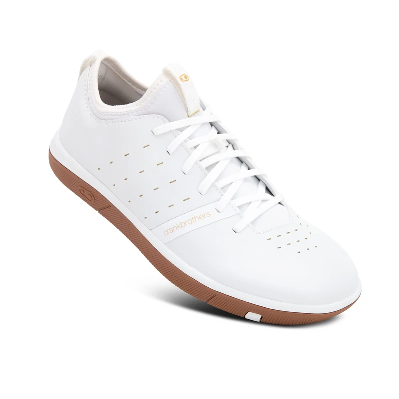 Crankbrothers Unisex Stamp Street Sneaker, White/Gold/Gum, 5 UK