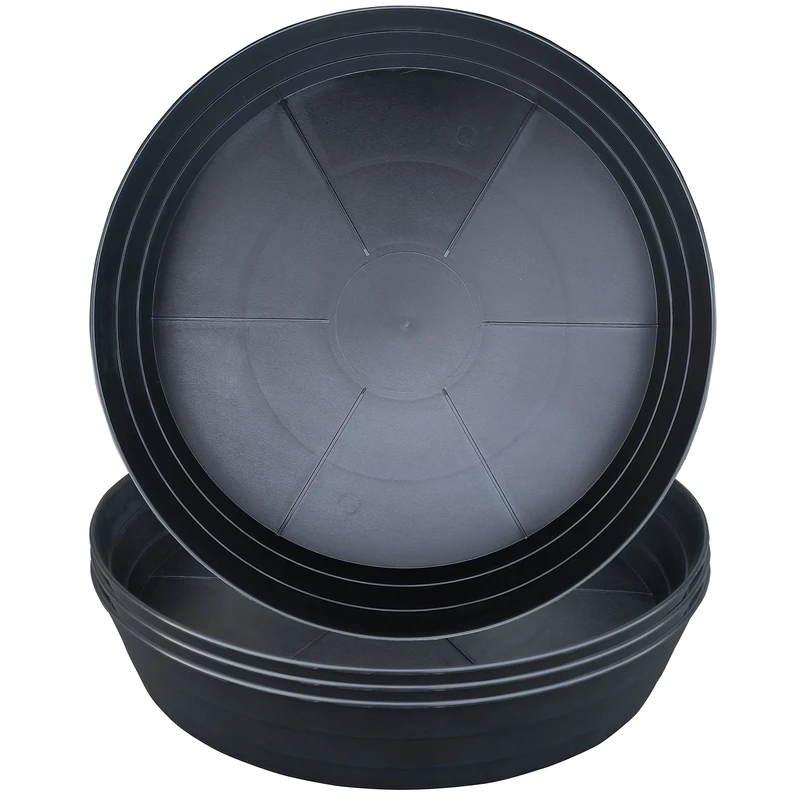 16 Inch Large Plant Saucers, Extra-Deep 2.3 in Black Drip Trays for Flower Pot, Heavy Duty Drainage Tray for Indoors No Holes, 4 Pack Plastic Planter Plate Water Catcher for Pots Base 12 13 14 in