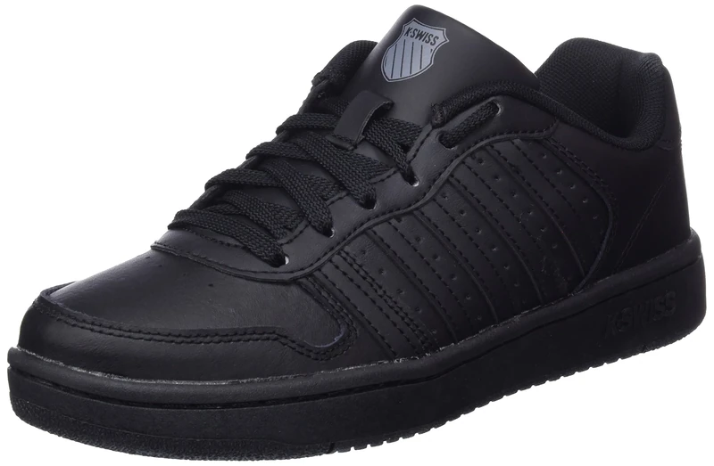 K-Swiss Court Palisades - Shoes for Men and Women - Vintage Tennis Style with High Comfort - Cup Sole, Leather Upper, Lacing - Colour - Size, Black, 3 UK