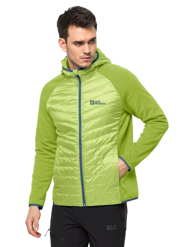 Jack Wolfskin Men's Routeburn Pro HybridM Fleece Jacket, Fresh Green, L