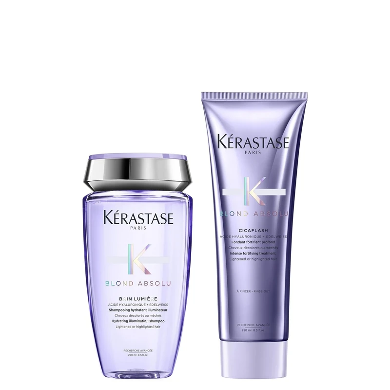 Kérastase Blond Absolu Shampoo and Conditioner Set, Routine for Blonde Hair Including Bleached and Highlighted Hair, Formulated with Hydrating and Illuminating Hyaluronic Acid, Duo Set