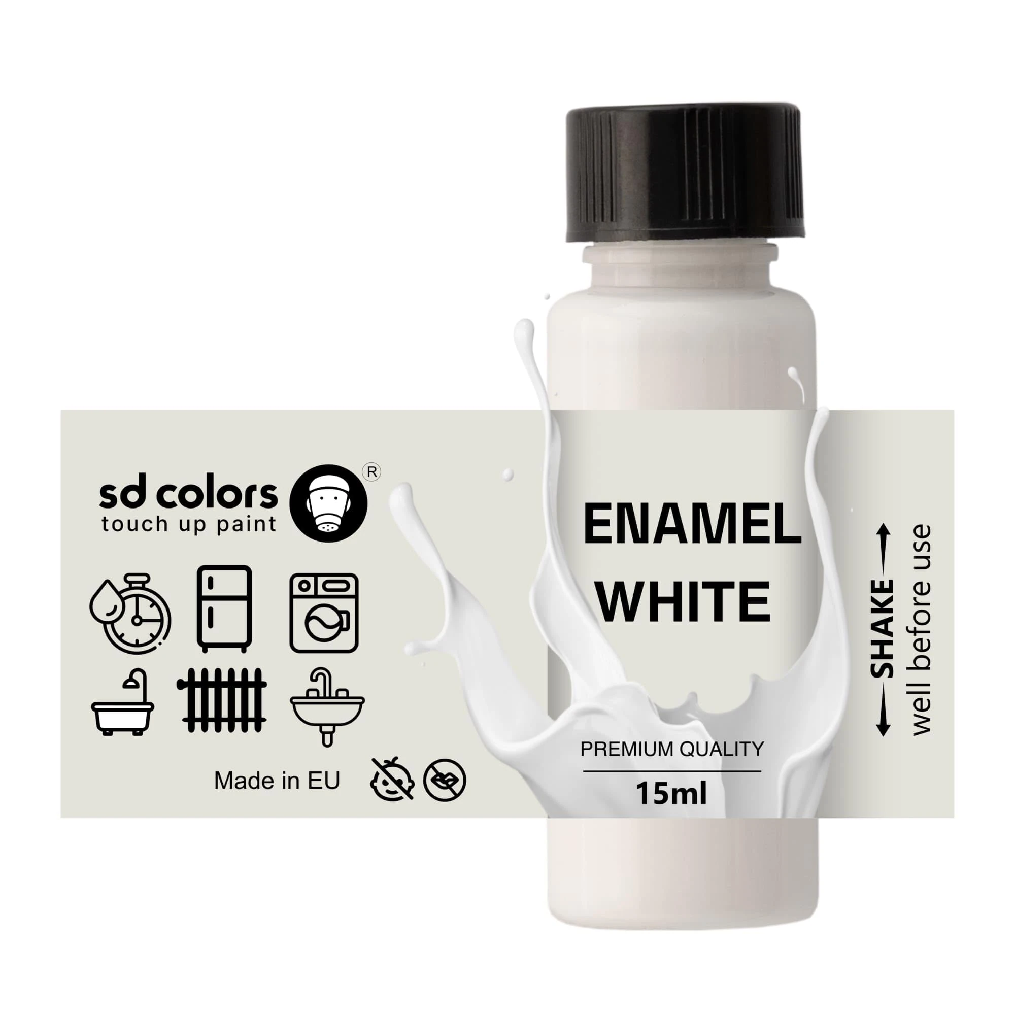 sd colors touch up paint ENAMEL WHITE TOUCH UP PAINT 8ml Quick Drying Compatible with Kitchen Appliances, Bathroom, Shower, Sink, Metal, Radiator, Fridge
