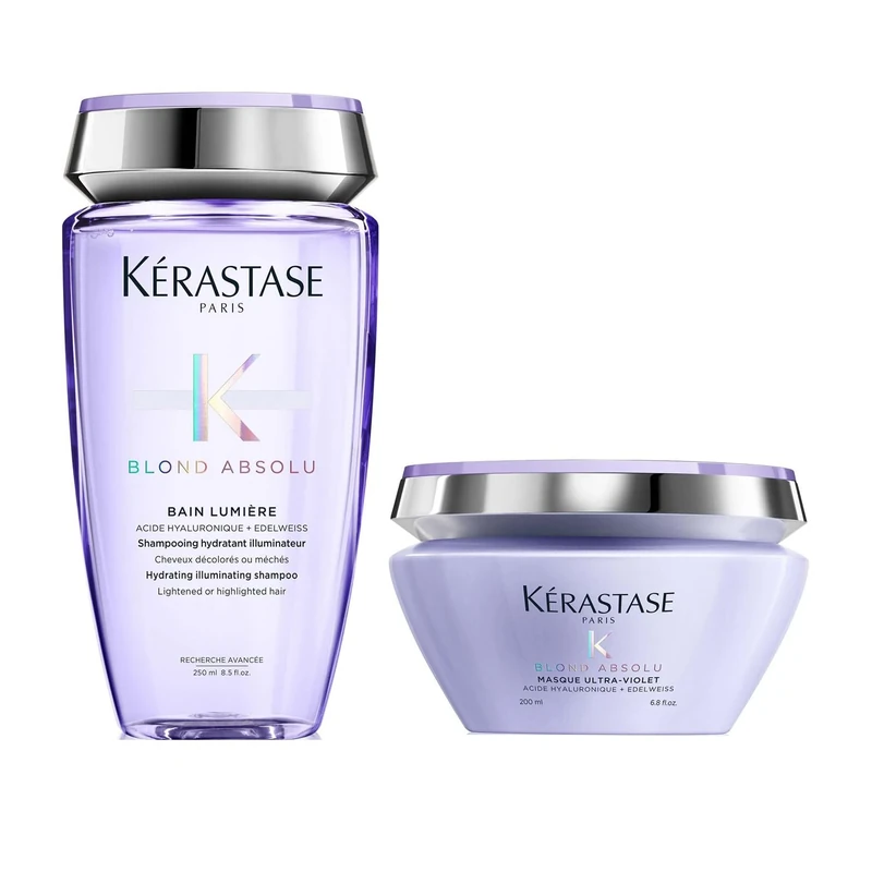 Kérastase Blond Absolu, 2-Step Routine for Lightened Hair, Contains Hydrating and Illuminating Shampoo & Anti-Brass Hair Mask