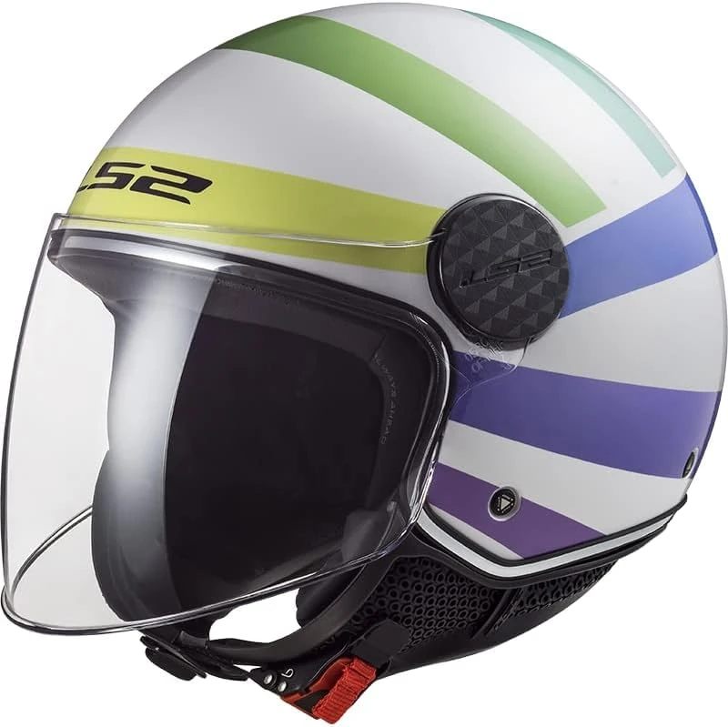 LS2, Jet Helmet Motorbike Sphere lux Swirl White Rainbow, L