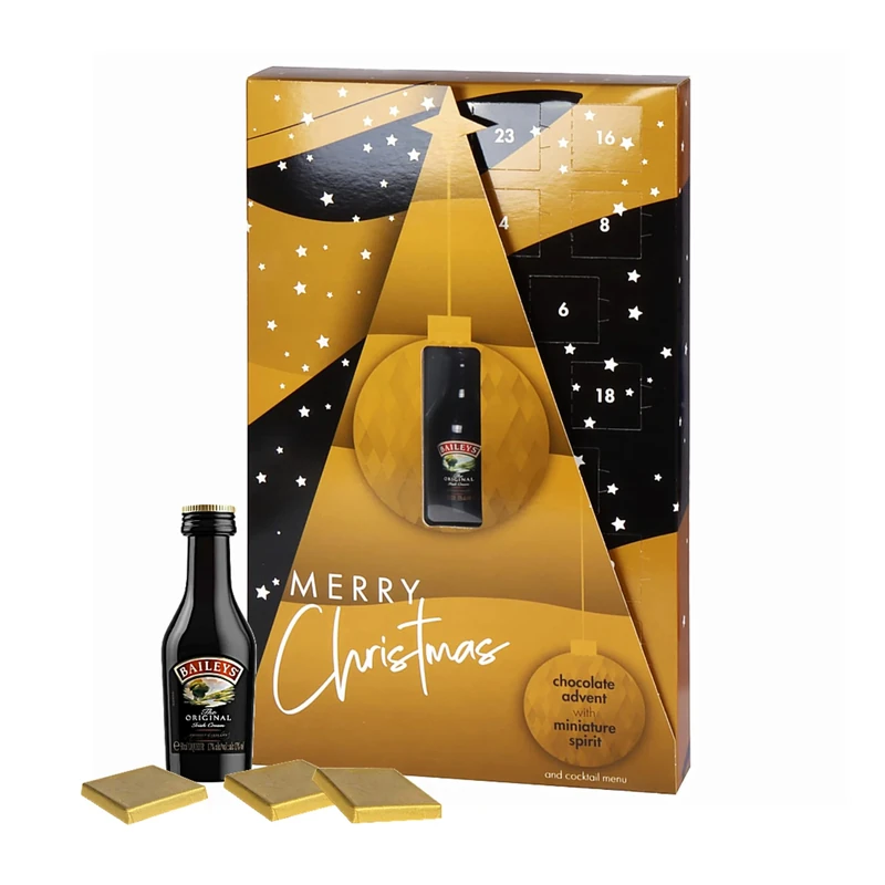 Baileys Chocolate Advent Calendar 2025 for Women Gifts - Irish Cream Liqueur 5cl Miniature Bottle with 24 Days Christmas Countdown Chocolate Squares. Christmas Gifts for Women and Men
