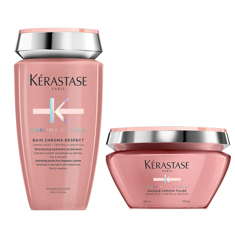Kérastase Chroma Absolu, 2-Step Routine for Damaged and Colour-Treated Hair, Contains Colour Protectant Shampoo & Hair Mask