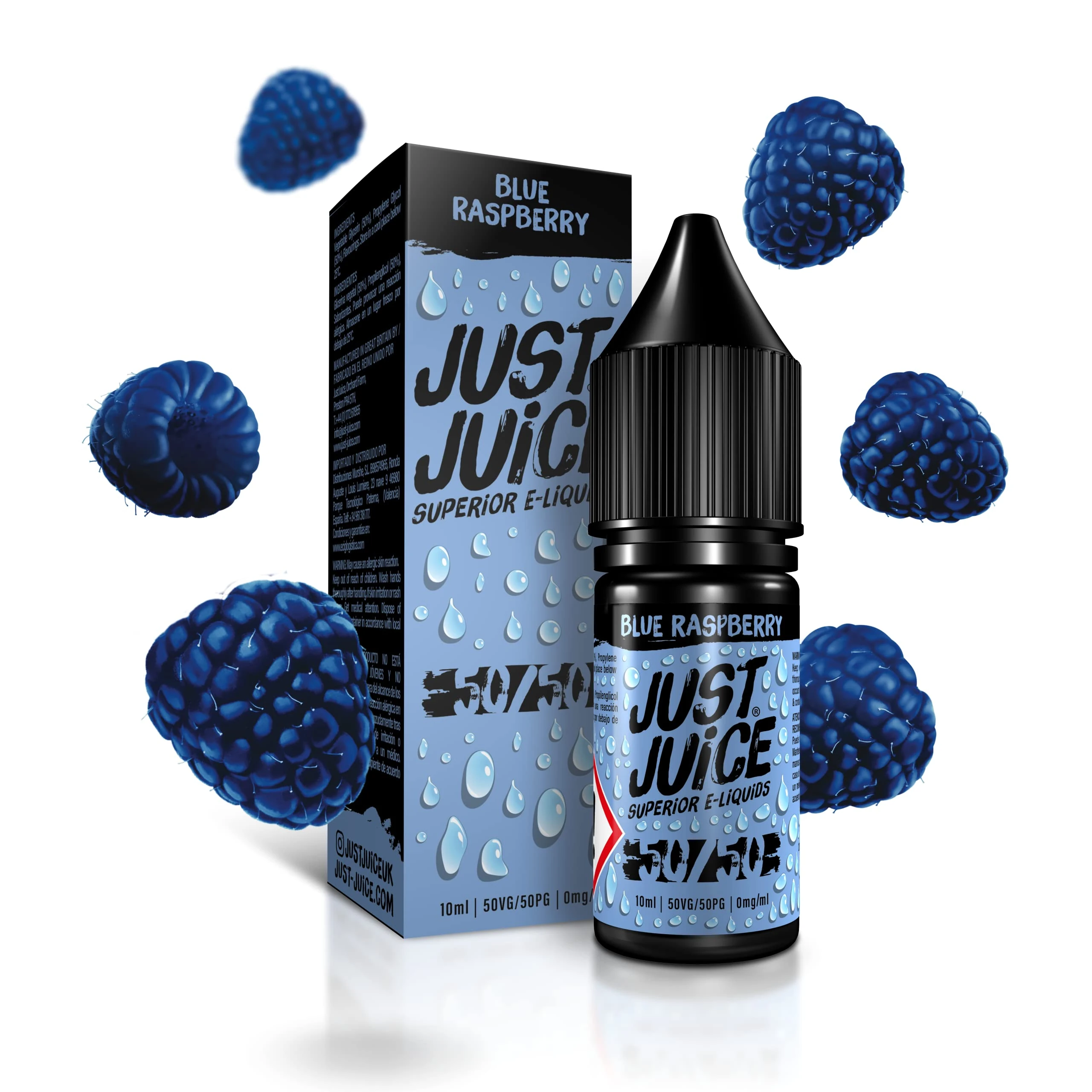 Just Juice Superior E-Liquids Vape Liquid with No Nicotine - Blue Raspberry Flavour - 10ml Bottle, 50/50 0mg e-Liquid, Nic Free eliquid