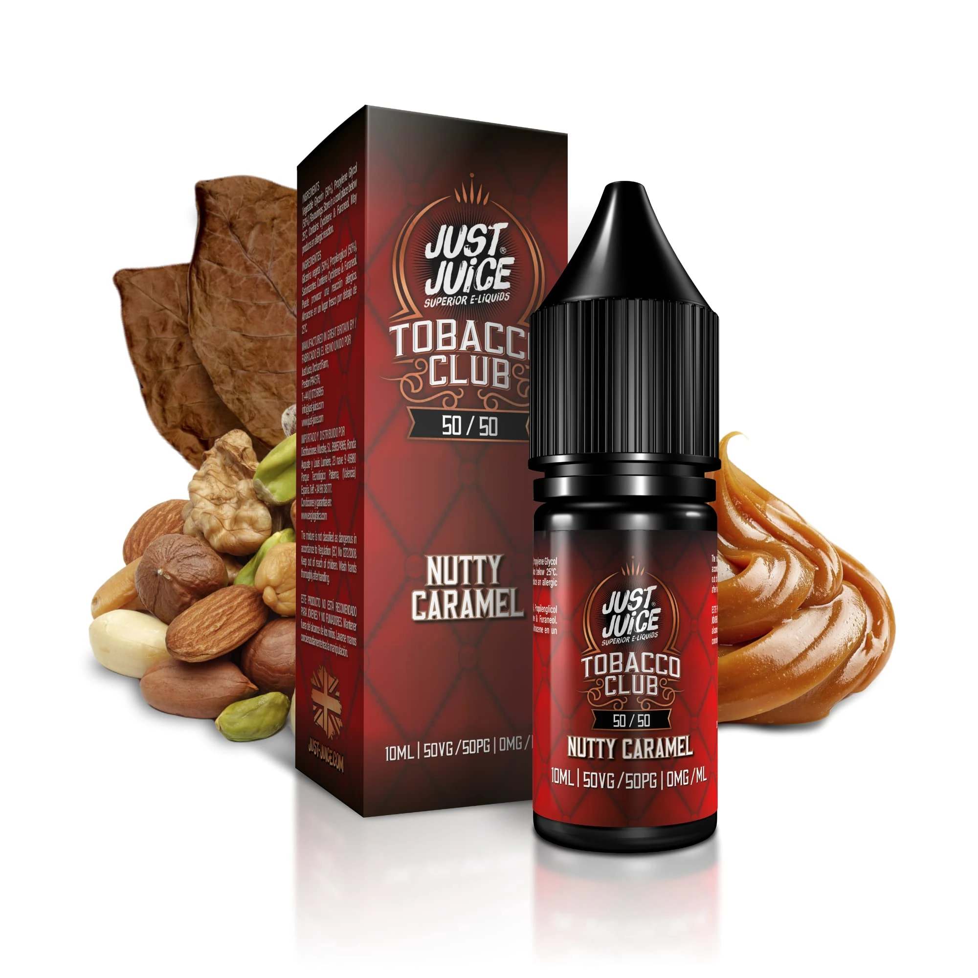 Just Juice Superior E-Liquids Vape Liquid with No Nicotine - Nutty Caramel Tobacco Flavour - 10ml Bottle, 50/50 0mg e-Liquid, Nic Free eliquid