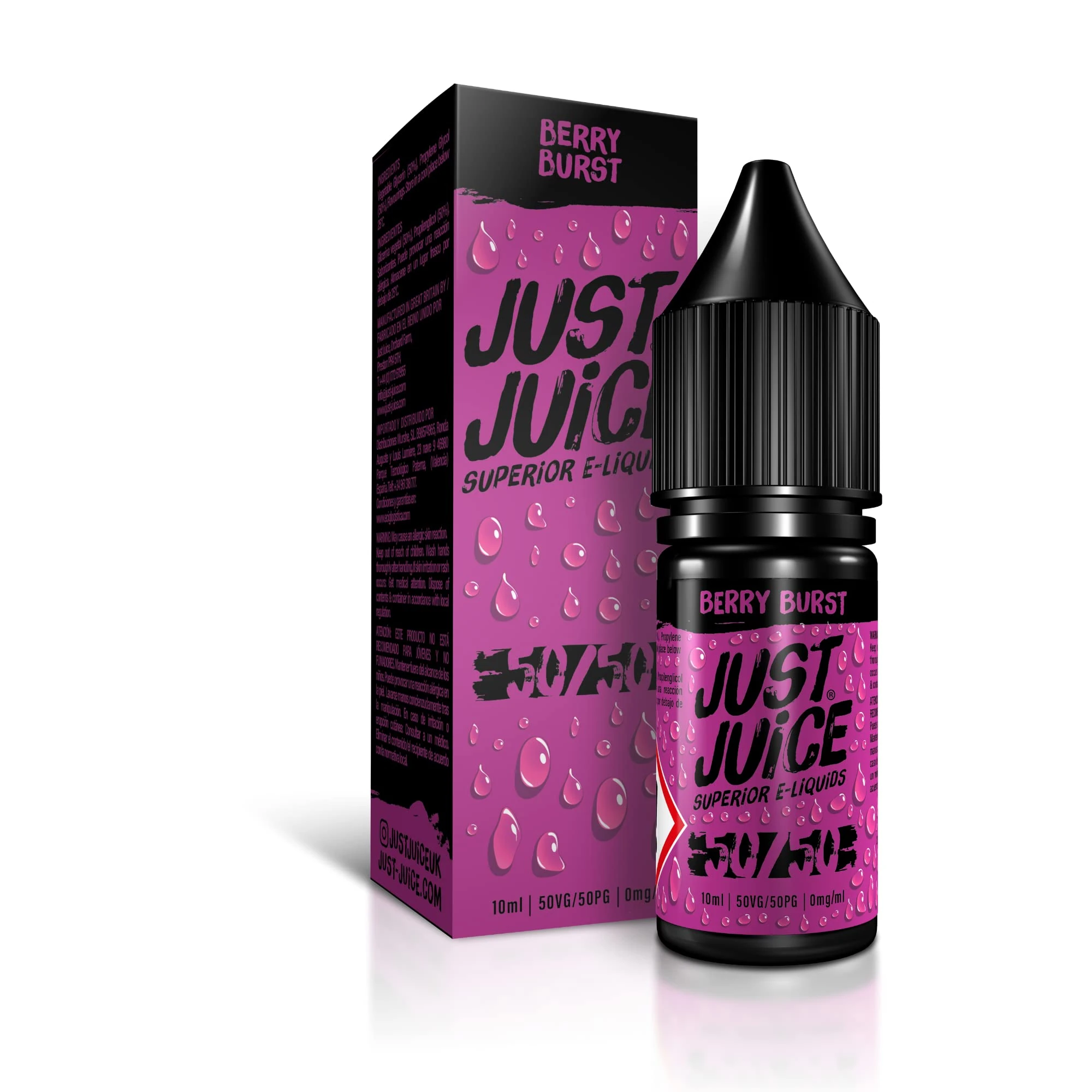 Just Juice Superior E-Liquids Vape Liquid with - BERRY BURST Flavour - 10ml Bottle, 50/50 0mg e-Liquid