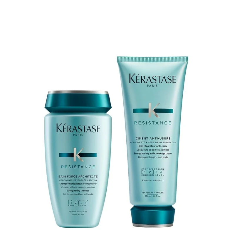 Kérastase Resistance Strengthening Shampoo & Conditioner Set for Damaged, Brittle Hair, with Vita-Ciment Complex