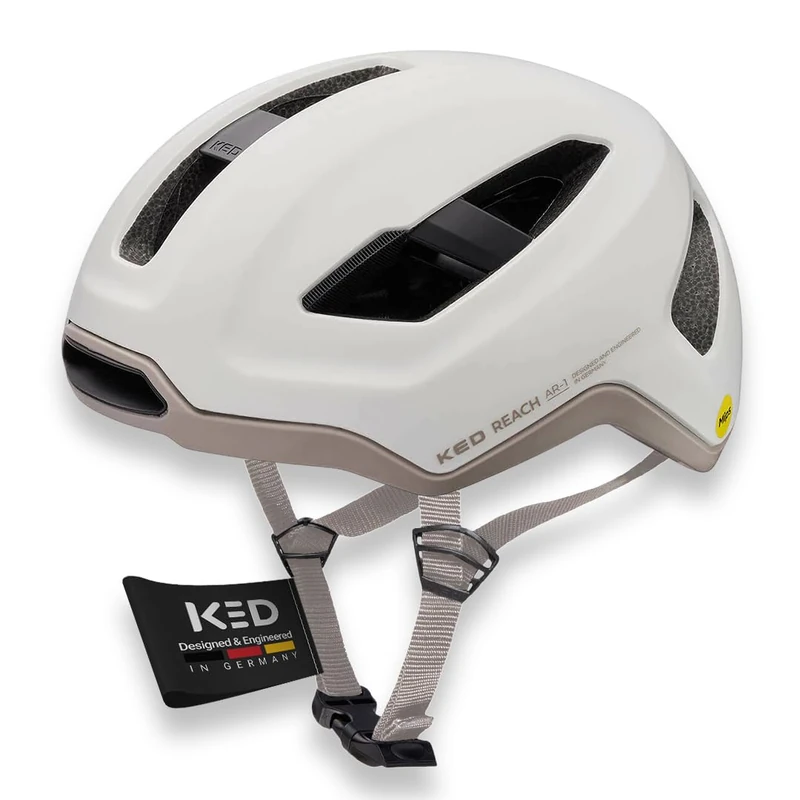 KED Youth Adult Reach AR-1 Bicycle Helmet, White Ash Matt, M (54-58 cm)