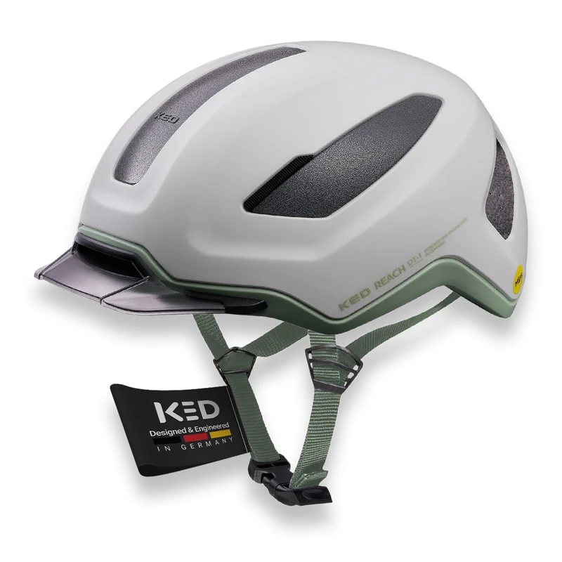 KED Youth Adult Reach DT-1 Bicycle Helmet, Cloud Grey Light Sage Matt, L (58-62 cm)