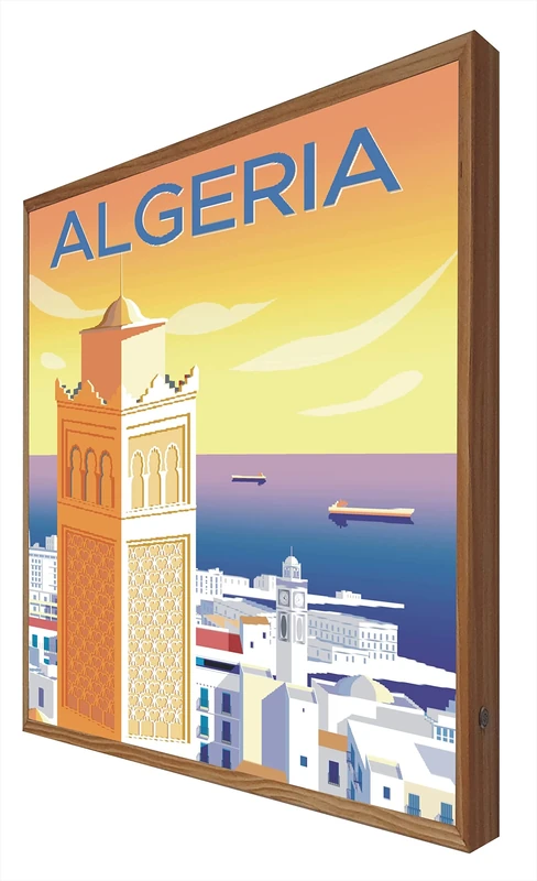 Algeria Vintage Backlit Sign: Travel Series