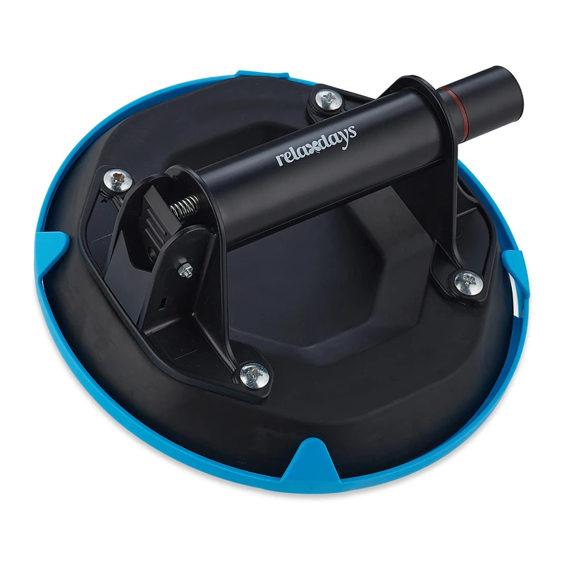 Relaxdays Vacuum Suction Lifter, Glass, Tile & Slab Transport, Up to 120 kg, Suction Holder, Black and Blue