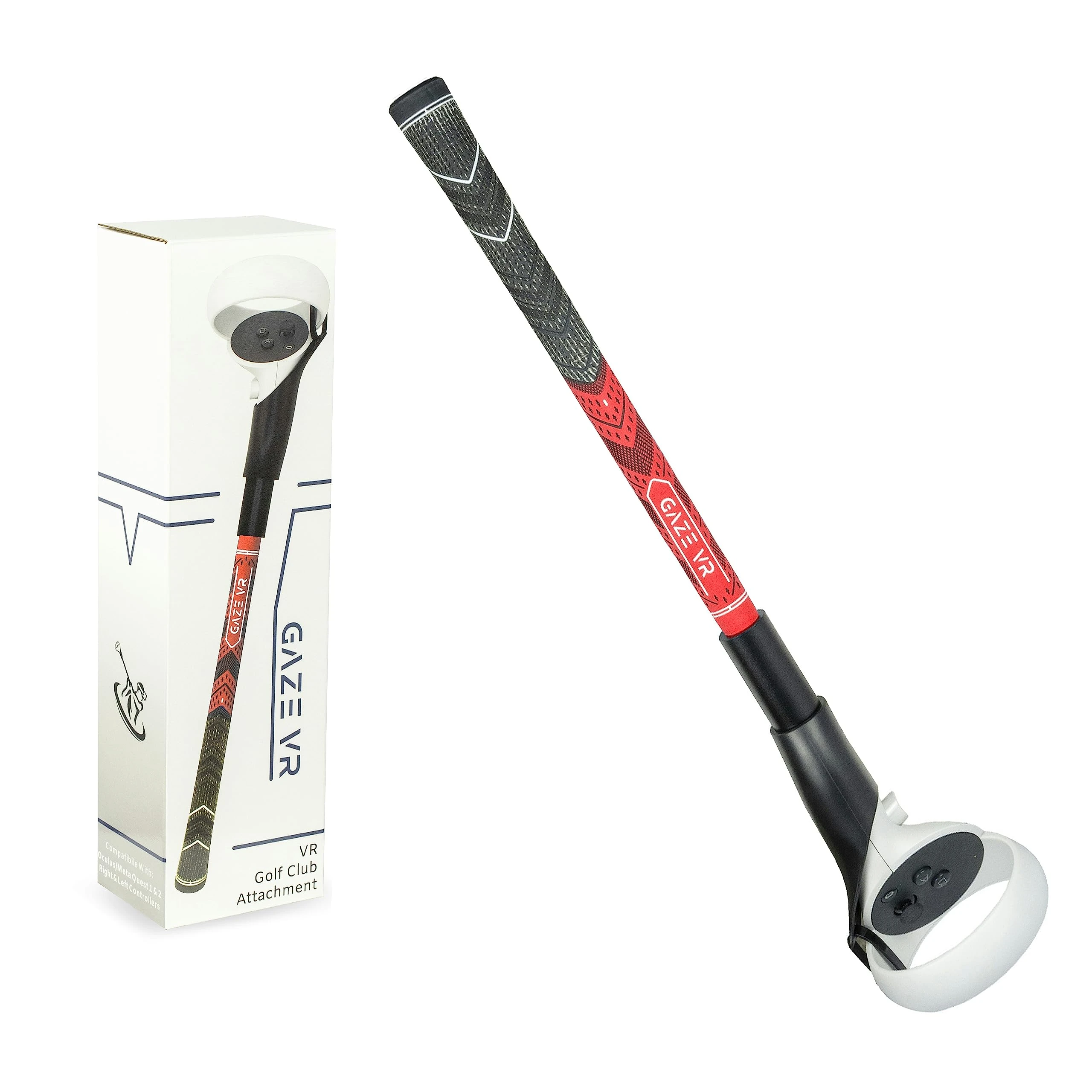 Gaze VR | VR Golf Club Attachments for Meta Quest 2 | Pro Grip | Right & Left Controllers | Red