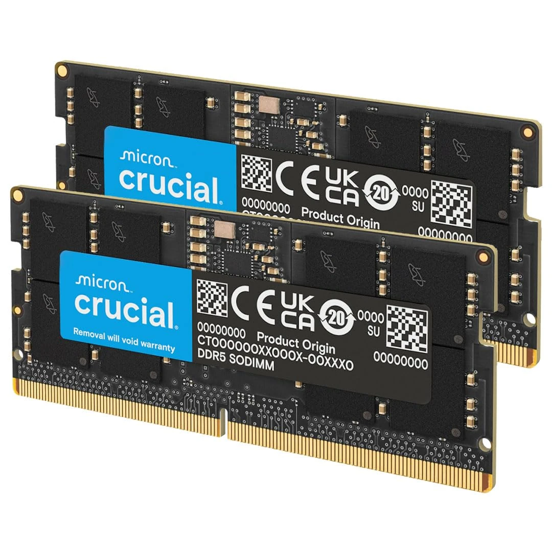 Crucial DDR5 RAM 32GB Kit (2x16GB) 5600MHz SODIMM, Laptop Computer Memory, Mini PC (or 5200MHz, 4800MHz) CL46 - CT2K16G56C46S5