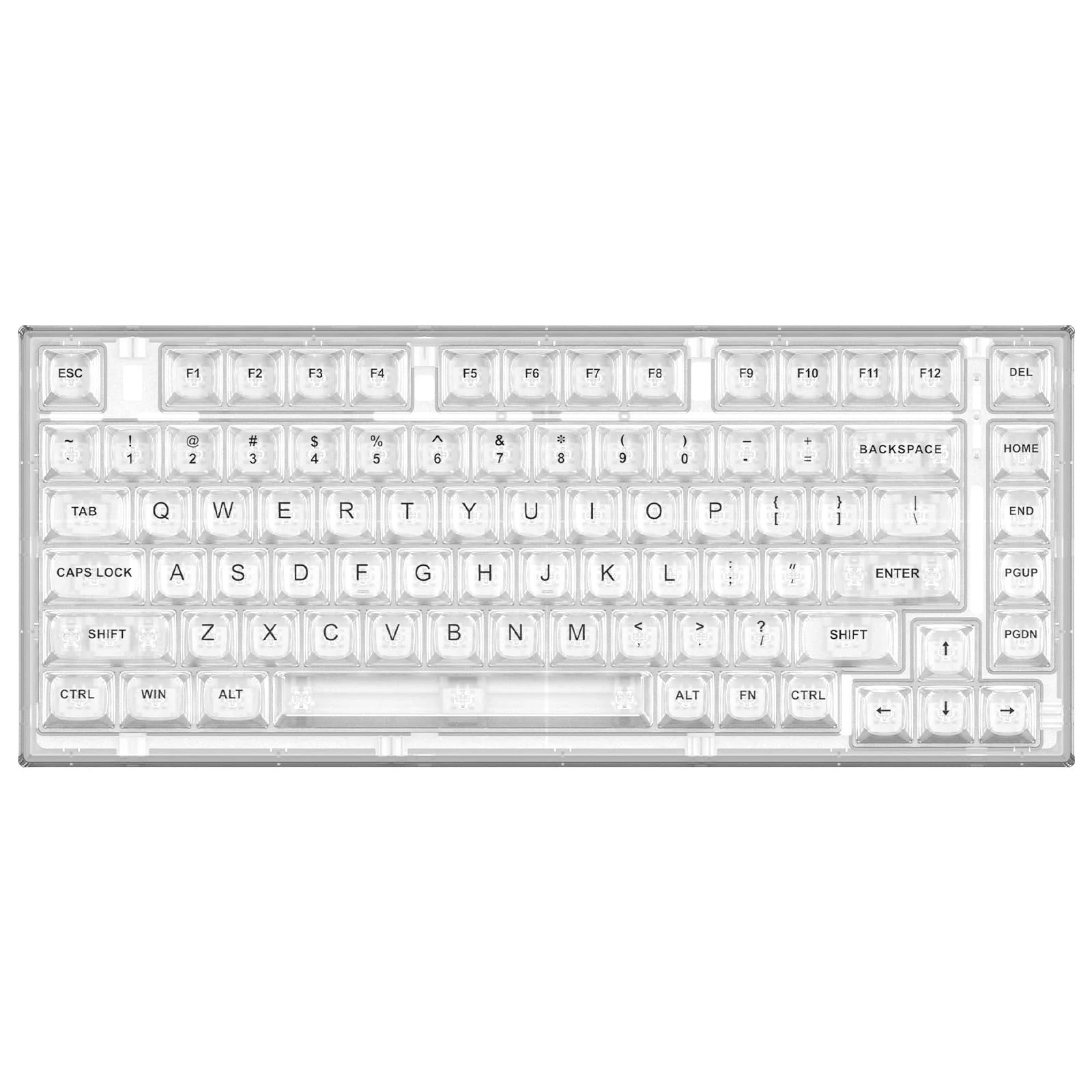 YUNZII X75 82 Key Hot Swappable Mechanical Keyboard with Transparent Keycaps, Gasket Mount 75 Keyboard, RGB Backlit Custom Gaming Keyboard for Windows/Mac (Crystal White Switch, Wired -White)