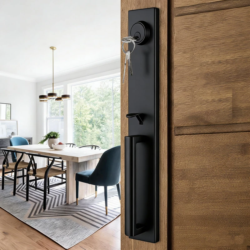 NEWBANG Heavy Duty Keyed Handleset for Entrance with Keyed Alike Function Door Lever in Matte Black Finish, Reversible for Left and Right Handed, MDHST2016DB-BR