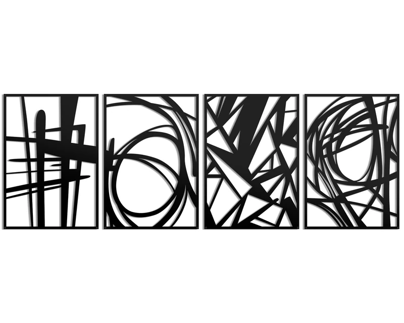 Creoate Abstract Metal Wall Art, 2 PiecesBlack Modern Minimalist Line Art Wall Sculpture Decor Modern Metal Wall Decor for Living Room Bedroom, 11x16 Inch x2 Panels (Black)