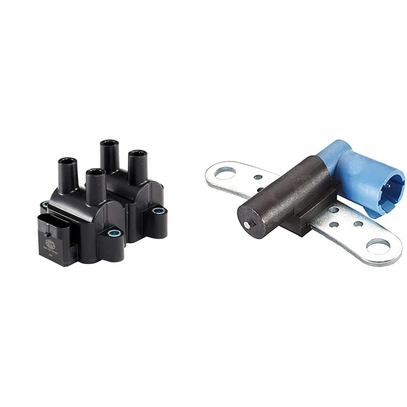 HELLA 5DA 193 175-391 Ignition Coil - 12V - 4-pin connector - Block Ignition Coil - Bolted + 6PU 009 163-651 Sensor, crankshaft pulse - 12V - 2-pin connector - without cable