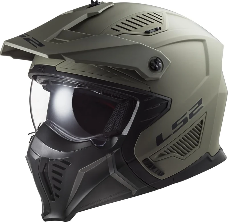 LS2 Motorcycle Helmet OF606 DRIFTER MATT SAND - Open Faced With Removable Mask - XS (53-54cm)