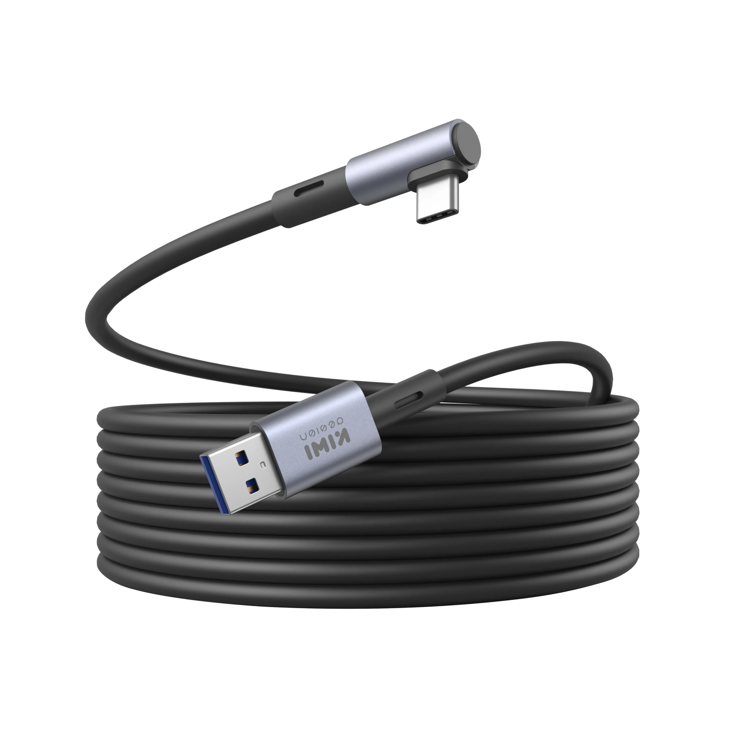 KIWI design Link Cable Accessories 3m with CableClip Compatible with Quest 3/2/1/Pro, and Pico 4, High Speed PC Data Transfer, USB 3.0 to USB C Cable for VR Headset