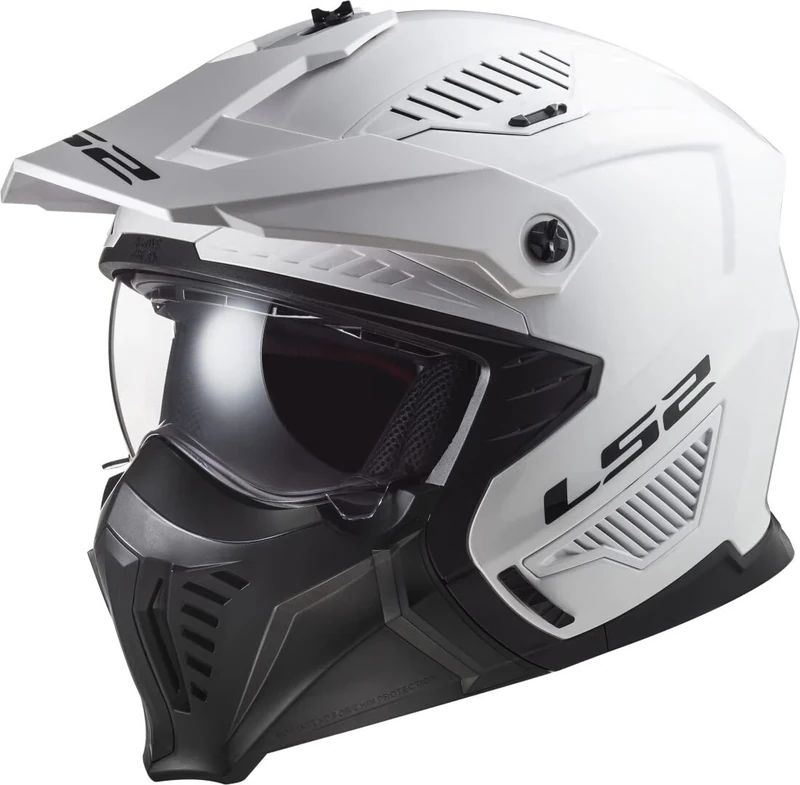 LS2 Motorcycle Helmet OF606 DRIFTER - Solid White - Open Faced With Removable Mask Motorbike Helmet (XS) 53-54cm