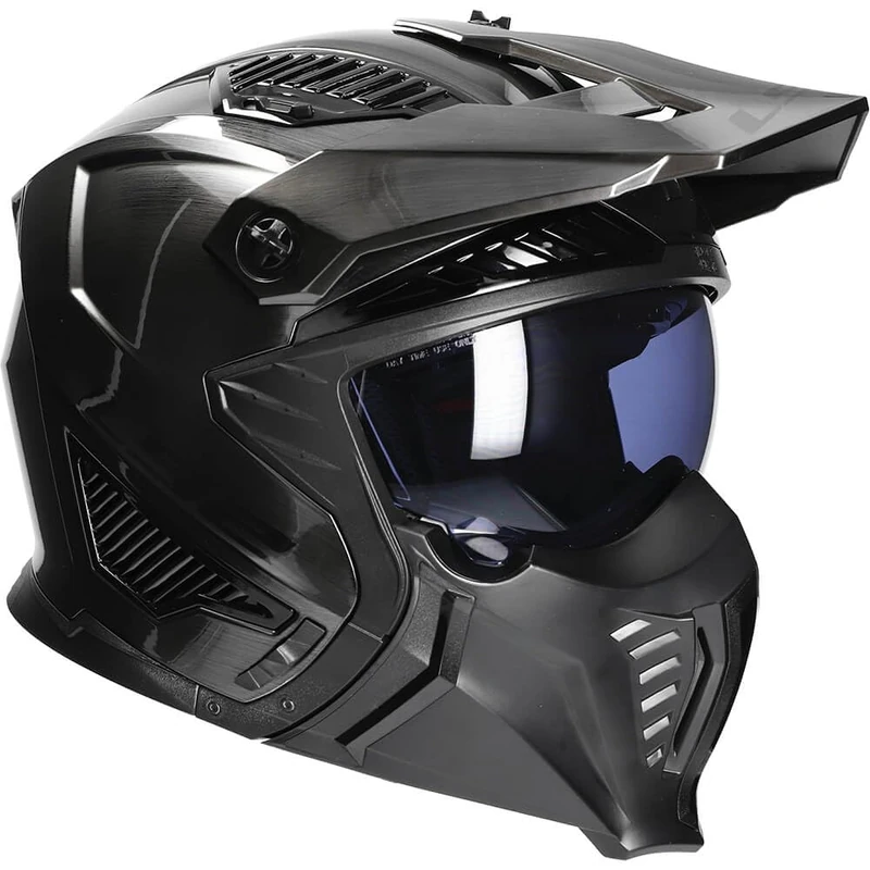 LS2 Motorcycle Helmet OF606 DRIFTER JEANS TITANIUM - Open Faced With Removable Mask - Small (55-56cm) - Image 1