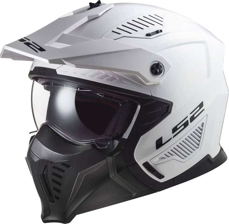 LS2 Motorcycle Helmet OF606 DRIFTER - Solid White - Open Faced With Removable Mask Motorbike Helmet (L) 59-60cm