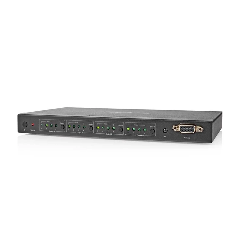 HDMI 4x4 Matrix Switch 4 In 4 Out 4K@60Hz Supports HDCP 2.2 18Gbps with IR Receiver Remote and RS232 Control