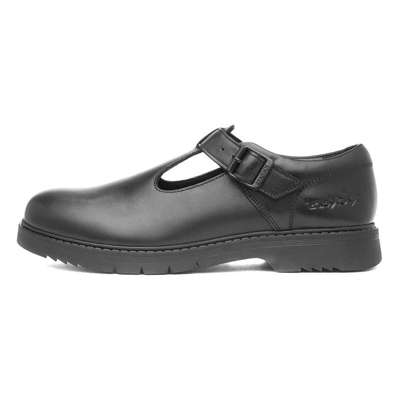 Kickers Women's Finley T Bar Leather Shoes, Black, 3 UK