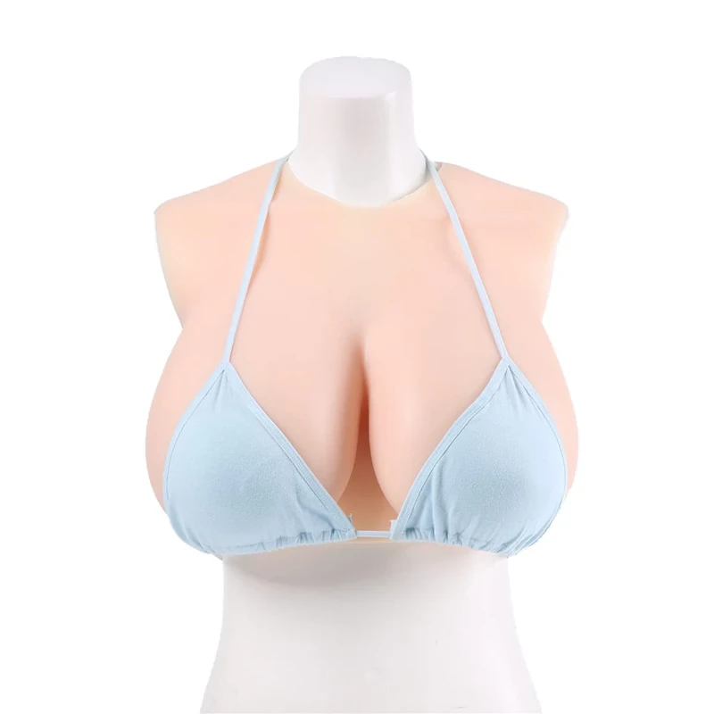 PHASFBJ Fake Boobs Silicone Breast, Mastectomy Bra Post Surgery Pocket Bra, Buckle on the back for easy replacement, Crossdresser Silicone Fake boobs Transgender,white skin,F~cup