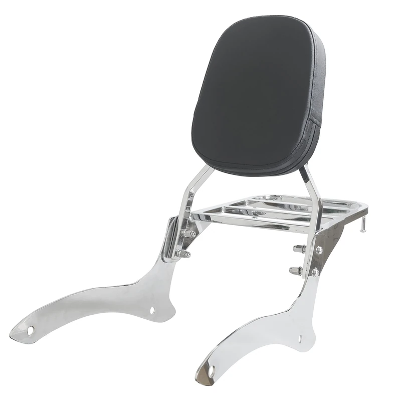 SWESGI Chrome Passenger Backrest Sissy Bar with Luggage Rack Fits for 2000-2011 Yamaha V-Star XVS 1100 Classic Dragstar XVS 1100 Classic