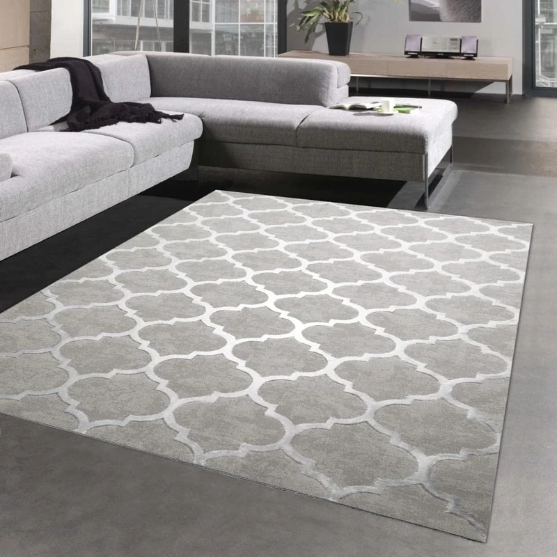 CARPETIA Moroccan Rug Hallway & Living Room Easy to Clean and Durable Grey Size 140 x 200 cm