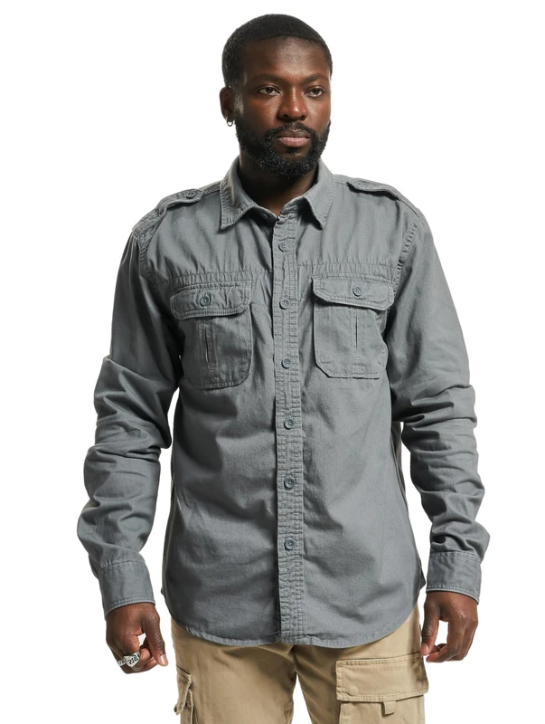 Brandit Vintage Shirt Long Sleeve, color: charc grey, size: 5XL