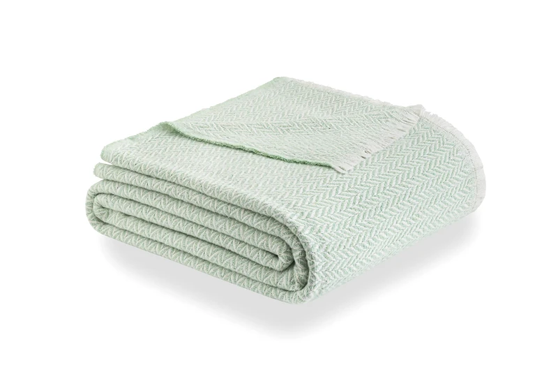 Todocama - Extra Soft Cotton Blanket, Four Seasons, Multipurpose Sofa Quilt, Plaid for Bed, Foulard Blanket, Bed Cover, Sofa Cover, Mint Green, 230 x 240 cm, PRCMAMSVEMI230X240