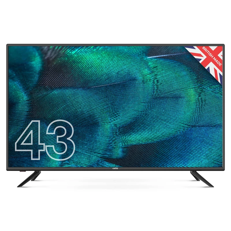 Cello Y22ZBVD0234 43 inch Full HD LED TV, Built-in Freeview HD, Made in UK, Built in Satellite Receiver, 3 x HDMI, USB 2.0, Record Live, Easy to Setup TV, Non-Smart Tv, Perfect for Lounge