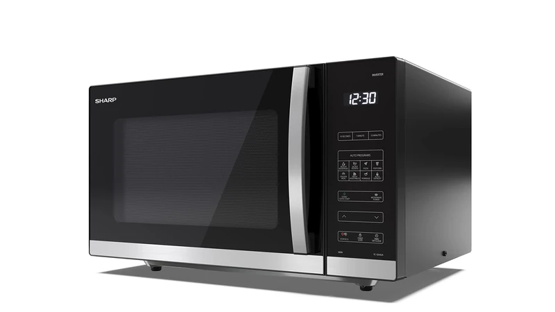 SHARP YC-QS302AU-B 30 Litre 900W Digital FLATBED Microwave, 10 power levels, ECO Mode, defrost function, LED cavity light - Black