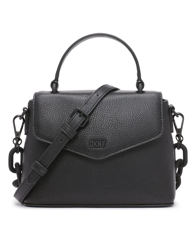 DKNY Women's Frankie Top Handle Crossbody, Black/Black, M