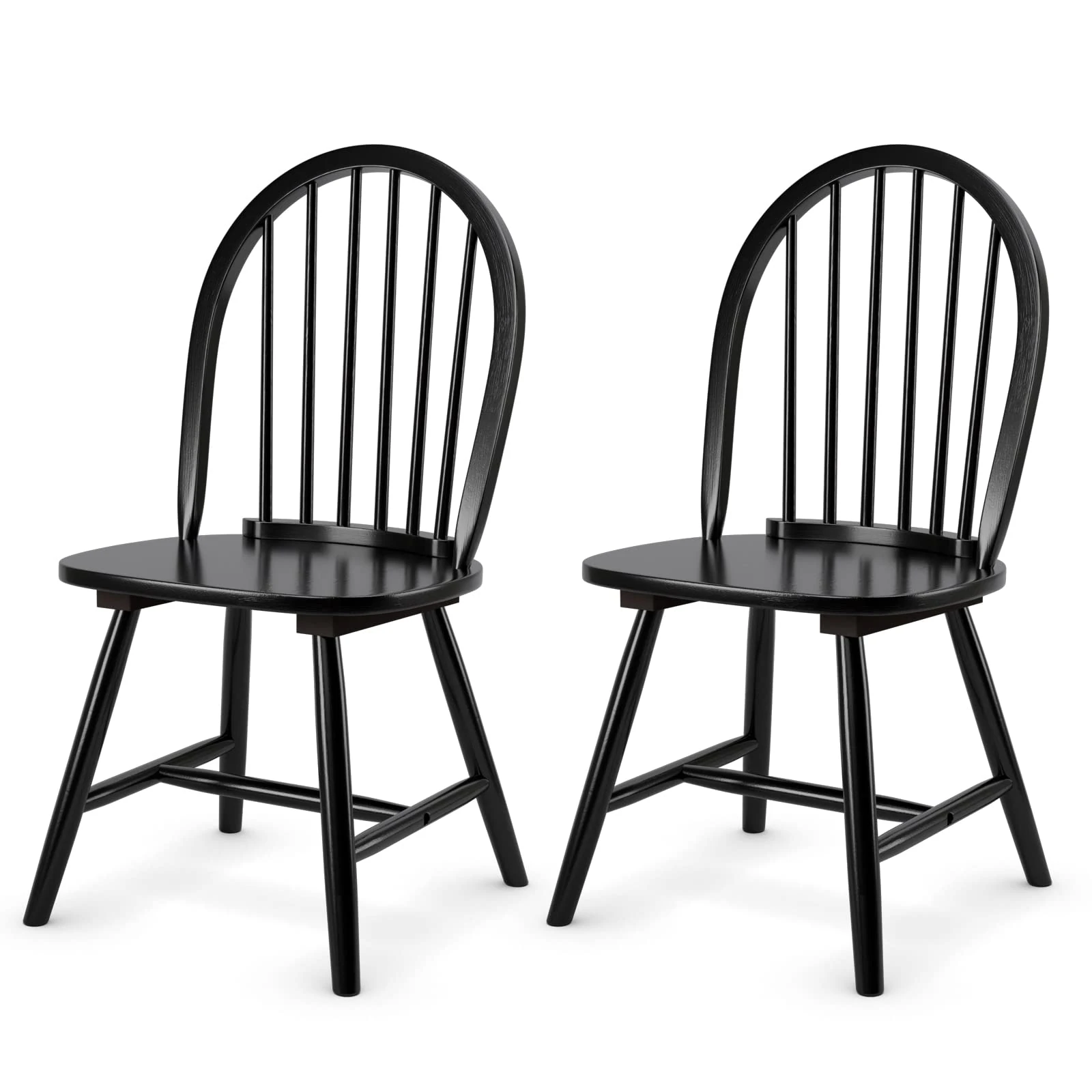 GiantexUK Set of 2/4 Wooden Chairs, High Back Dining Chair Set, Stylish Country Style Kitchen Chair Seats for Home,Dining Room, Restaurant & Cafe(2PCS, Black)