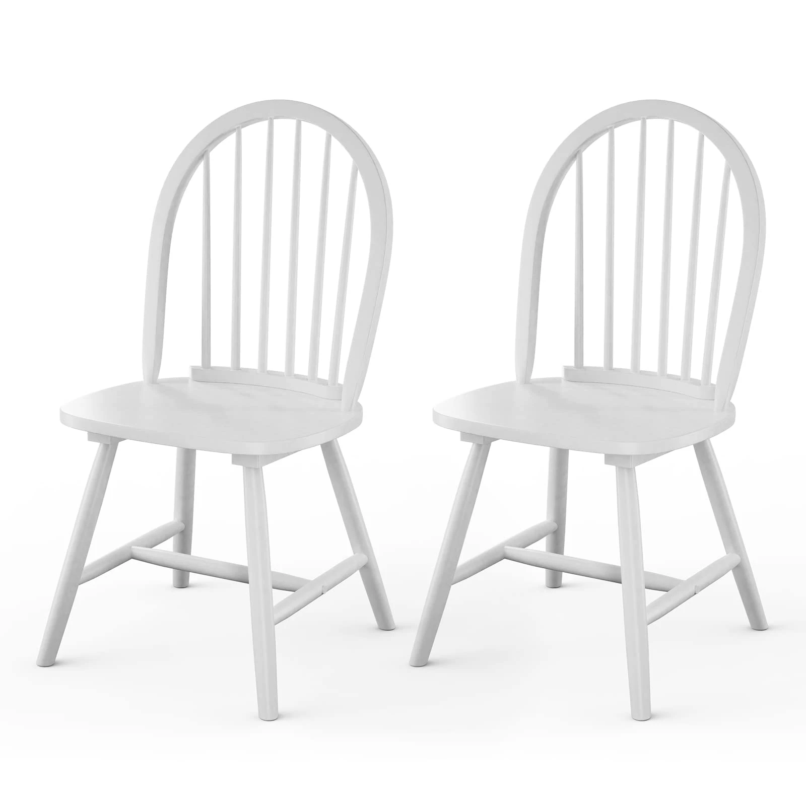 GiantexUK Set of 2/4 Wooden Chairs, High Back Dining Chair Set, Stylish Country Style Kitchen Chair Seats for Home,Dining Room, Restaurant & Cafe(2PCS, White)
