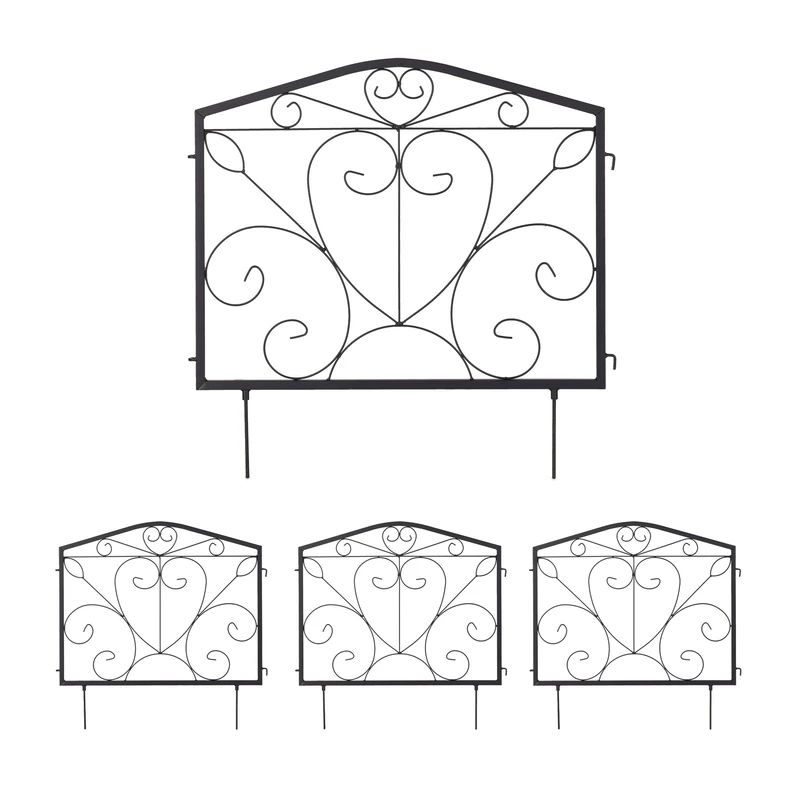 Relaxdays Lawn Edging, Iron, Black, 60 x 60 cm